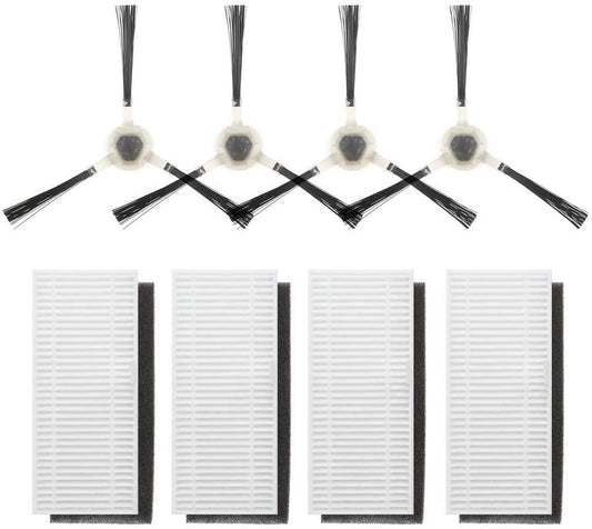 Lefant Replacement Kit - 4 Side Brushes & 4 HEPA Filters for Gyroscope Robots